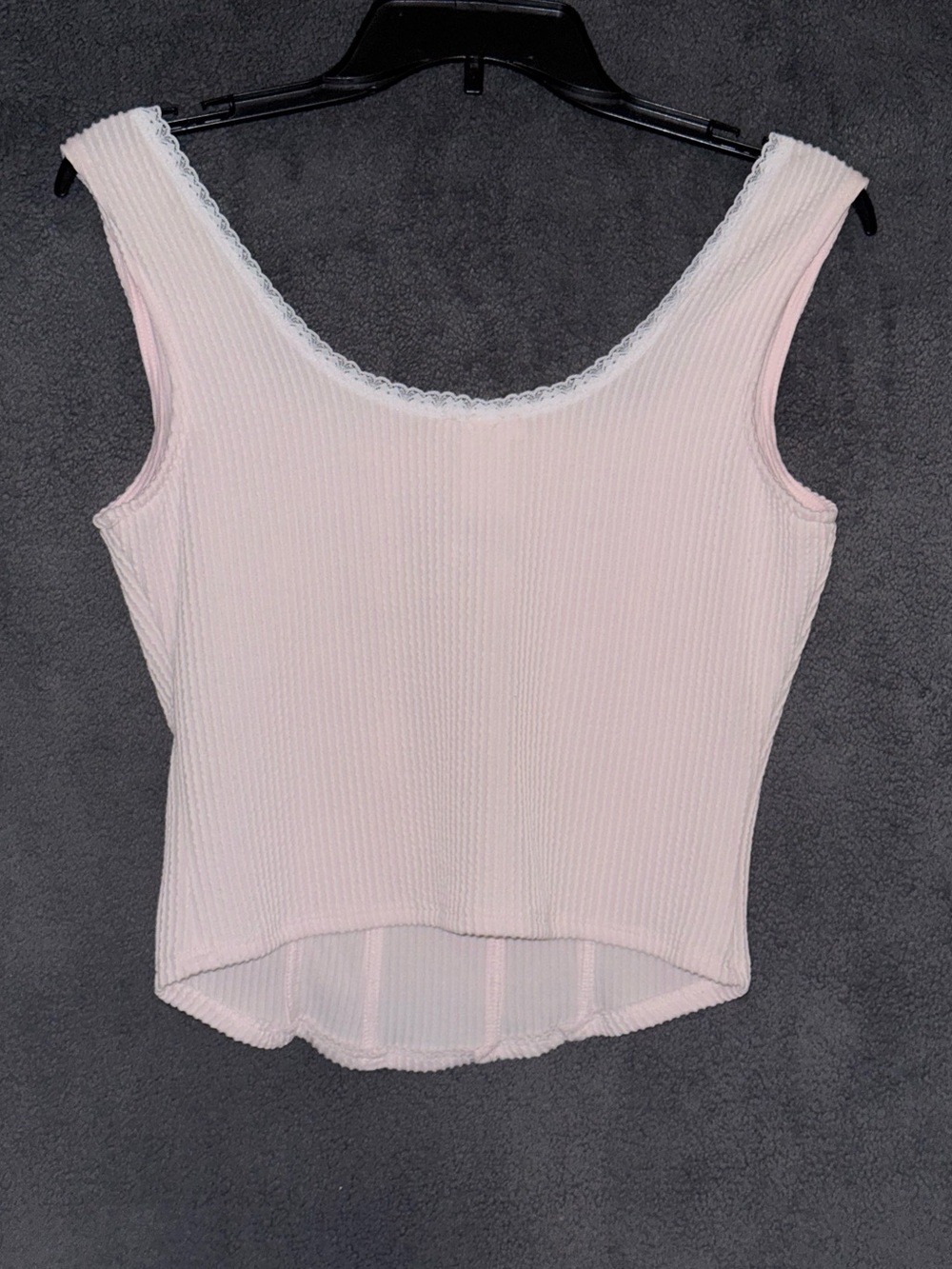 Persaya Light Pink Ribbed Lace-Trim Camisole Size Large (Juniors) - Picture 6 of 10
